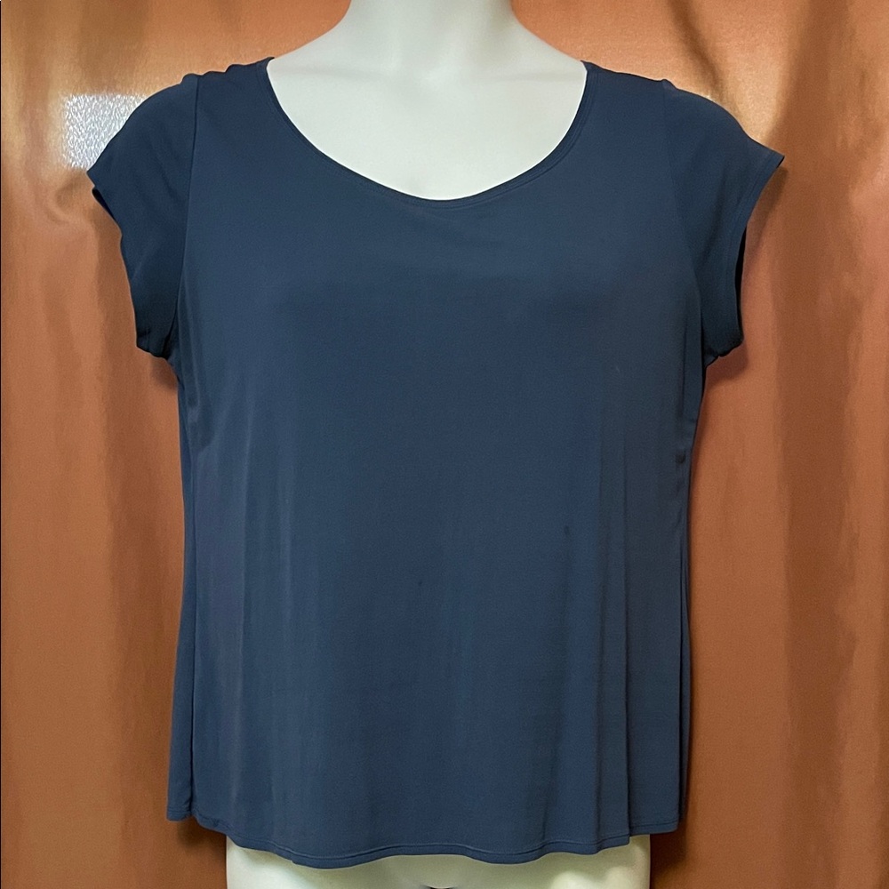 Eileen Fisher Deep Blue Short Sleeve Top